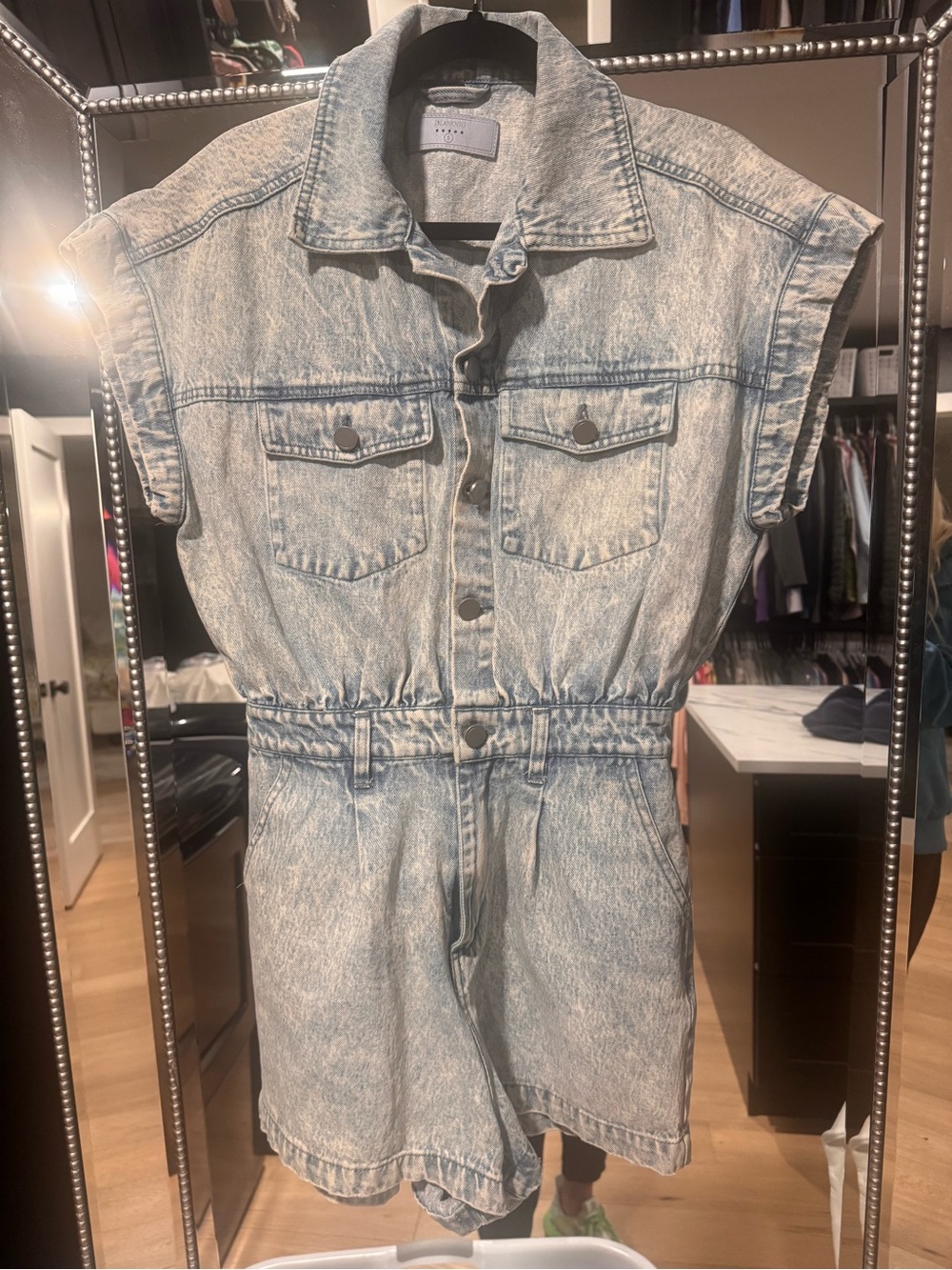 Blank NYC Light Blue Acid Wash Denim Romper